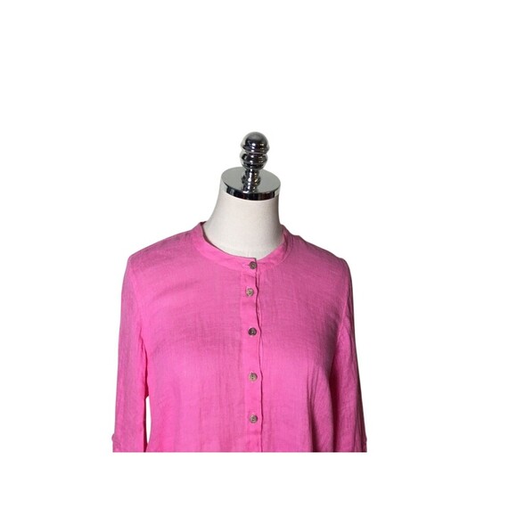 Click CMC Top Women's Size XL Pink Button Up Long Sleeve 100% Linen - Picture 2 of 8